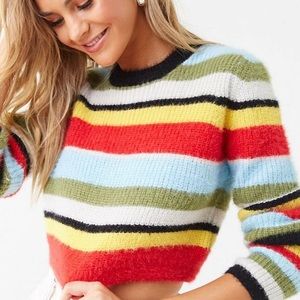 Colorful striped crop sweater
